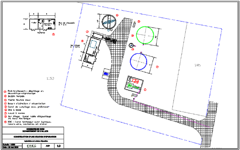 plan de reconstruction station d'épuration Diou